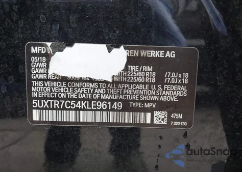 2019 BMW X3 Sdrive30I z USA, uszkodzony, nr VIN 5UXTR7C54KLE96149